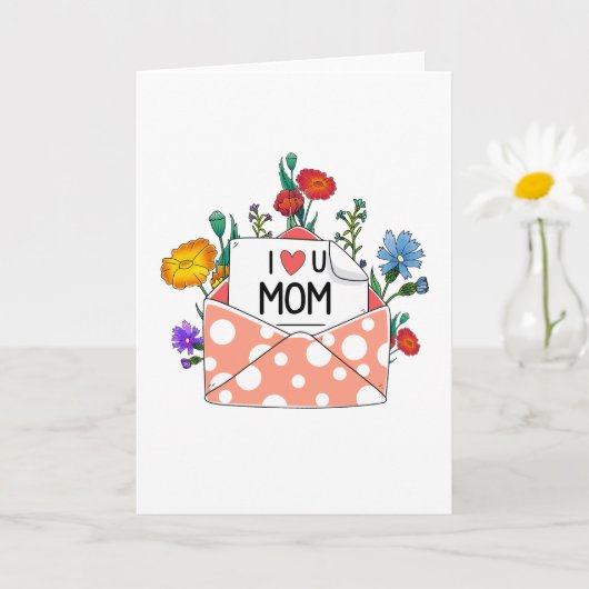 Carte de fête des mères 'Je t'aime maman' (Petite plante)