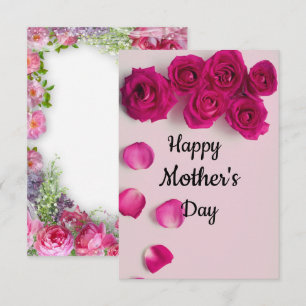 Carte de fête des mères joyeuse à fleurs roses