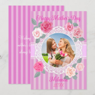 Carte de Fête des Mères Joyeuse avec des Roses Ros