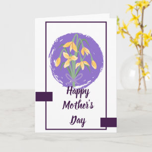 Carte de Fête des Mères Joyeuse avec Fleurs Jaunes