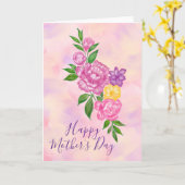 Carte de fête des mères joyeuse avec fleurs vibran (Fleur jaune)