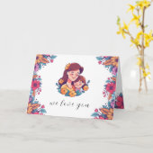 Carte de fête des mères joyeuse couleur violet et  (Fleur jaune)