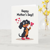 Carte de Fête des Mères Joyeuse pour Chien (Fleur jaune)