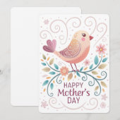 Carte de fête des mères Joyeux Oiseau (Devant / Derrière)