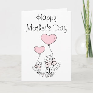 Carte de fête des mères Maman chat mignon et bébé