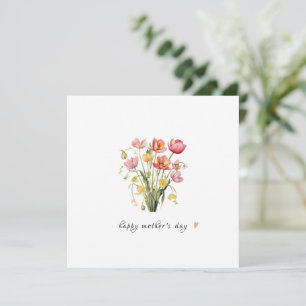 CARTE DE FETE DES MERES MINIMALISTE Tulipes à l'aq