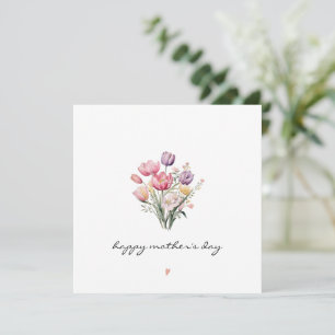 CARTE DE FETE DES MERES MINIMALISTE Tulipes à l'aq