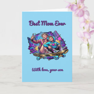 Carte de fête des mères Neon Drive : Maman et fils