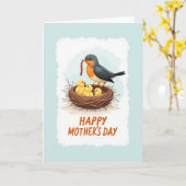 Carte de fête des mères Oiseau et Nid (Fleur jaune)