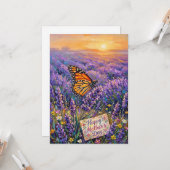 Carte de fête des mères papillon monarque Joyeuse (Devant/Arrière en situation)