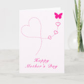 Carte de fête des mères Papillon rose Volant Coeur (Devant)