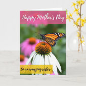 Carte de fête des mères Papillon vibrant (Fleur jaune)