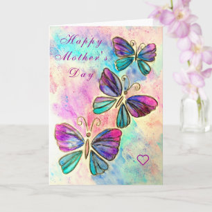 Carte de fête des mères Papillons colorés volant