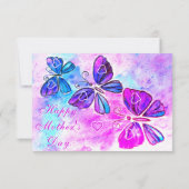 Carte de fête des mères Papillons rose pourpre vol (Dos)