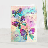 Carte de fête des mères Papillons rose pourpre vol (Devant)