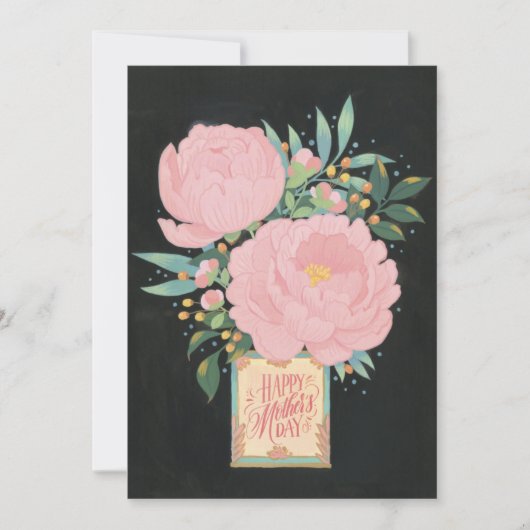 Carte de fête des mères Peony illustrée (Devant)