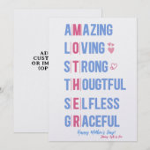 Carte de fête des mères personnalisée (Devant / Derrière)