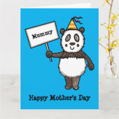 Carte de fête des mères personnalisée Panda (Fleur jaune)