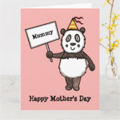Carte de fête des mères personnalisée Panda (Fleur jaune)