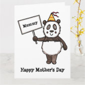 Carte de fête des mères personnalisée Panda (Fleur jaune)
