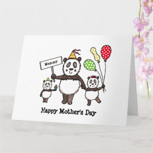 Carte de fête des mères personnalisée Panda Party