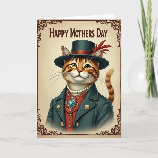 Carte de fête des mères pour chat chic (Devant)