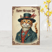 Carte de fête des mères pour chat chic (Fleur jaune)