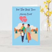 CARTE DE FÊTE DES MÈRES POUR DEUX MAMANS pliée (Fleur jaune)