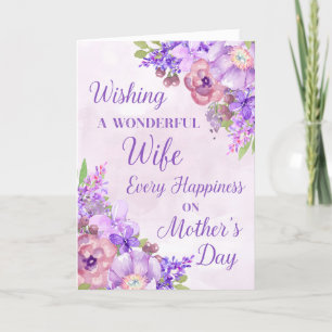 Carte de fête des mères pour femme avec fleurs vio