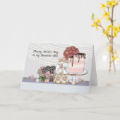 Carte de fête des mères pour femme avec gâteau et  (Fleur jaune)