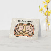 Carte de fête des mères pour grand-mère de jumeaux (Fleur jaune)