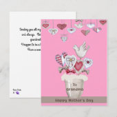 Carte de fête des mères pour grand-mère en rose (Devant / Derrière)
