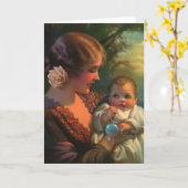 Carte de fête des mères pour mère et bébé (Fleur jaune)
