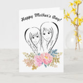 Carte de fête des mères pour mère et fille (Fleur jaune)