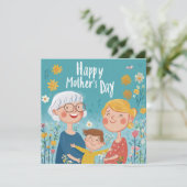 Carte de fête des mères pour trois générations (Debout devant)
