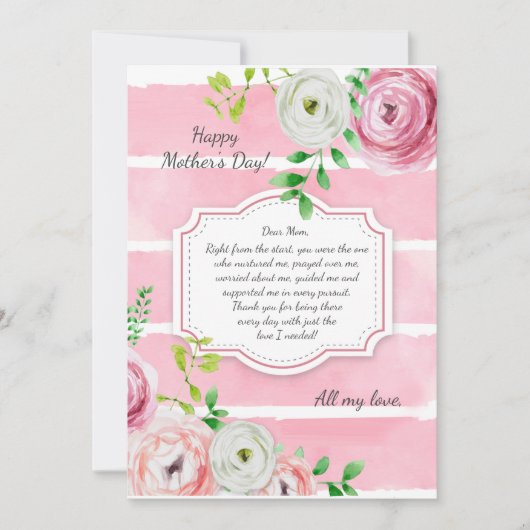 Carte de fête des mères Ranunculus Flowers (Devant)