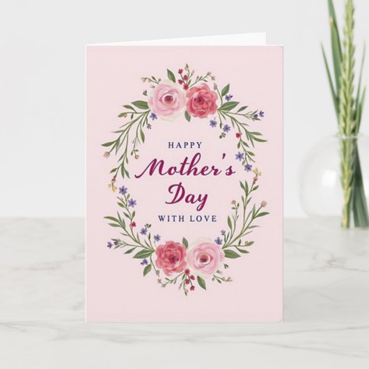 Carte de Fête des Mères Rose Affection (Devant)