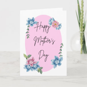 Carte de fête des mères rose en forme d'oeuf et fl