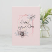 Carte de fête des mères rose florale (Debout devant)