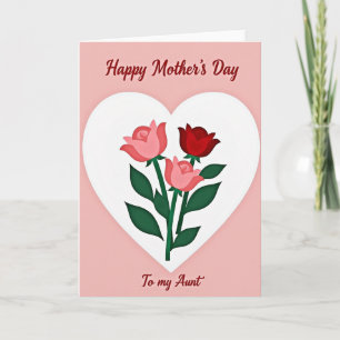 Carte de Fête des Mères Rose Pâle en Forme de Cœur