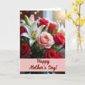 Carte de fête des mères Rose pastel (Fleur jaune)