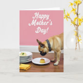 Carte de fête des mères rose pastel (Fleur jaune)