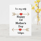 Carte de fête des mères rouge et or pour épouse, 1 (Fleur jaune)