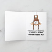 Carte de fête des mères singe espiègle (Intérieur)