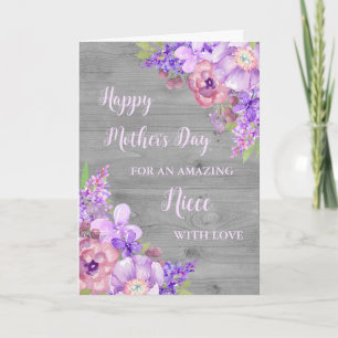Carte de Fête des Mères Tante Fleurs Violettes