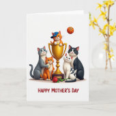 Carte de fête des mères Trophy Cats (Fleur jaune)