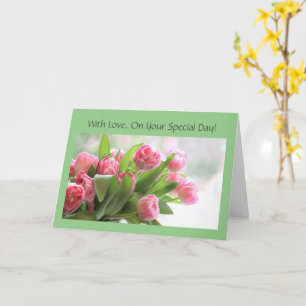 Carte de fête des mères tulipes roses