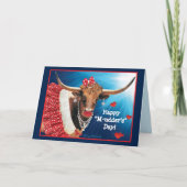 Carte de fête des mères vache Longhorn (Devant)