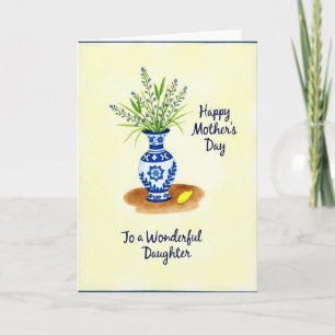 Carte de Fête des Mères Vase Bleu