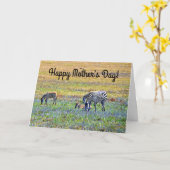 Carte de fête des mères Zebra with Babies (Fleur jaune)